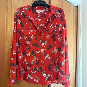 Red Floral LOFT Blouse